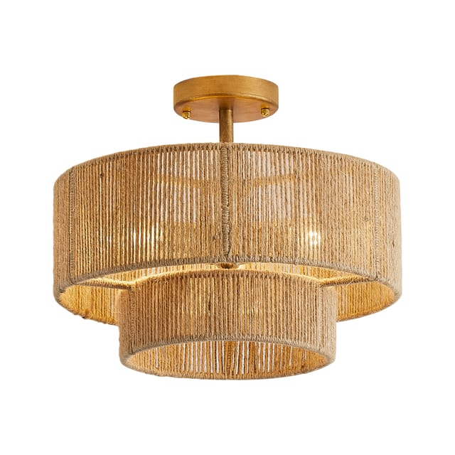 Parrot Uncle Boho Hängeleuchte Mit Juteseil, 39 Cm Handgewebte E27 Pendelleuchte, Höhenverstellbare Deckenlampe Für Wohnzimmer, Esszimmer & Café, Ohne Leuchtmittel