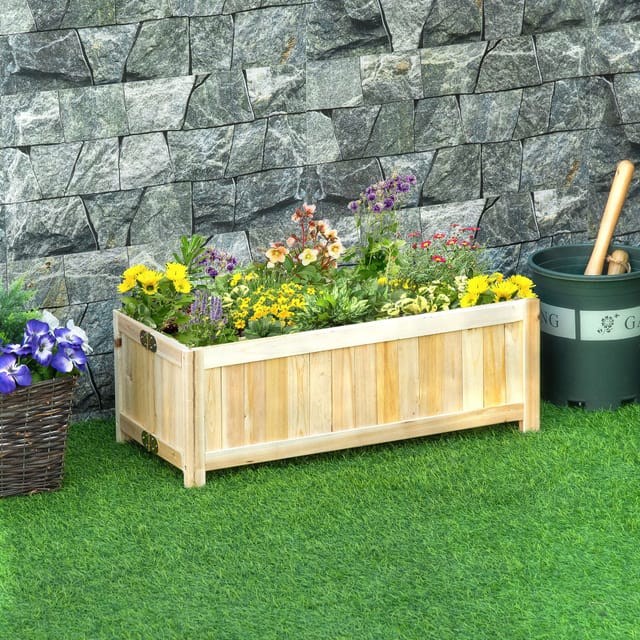 Outsunny Klappbares Hochbeet, Massivholz, Wetterbeständig, 70 Cm X 30 Cm X 25 Cm, Natur