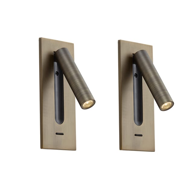 Qazqa 2er-set Moderne Wandleuchten Dunkelbronze Inkl. Led - Plaza