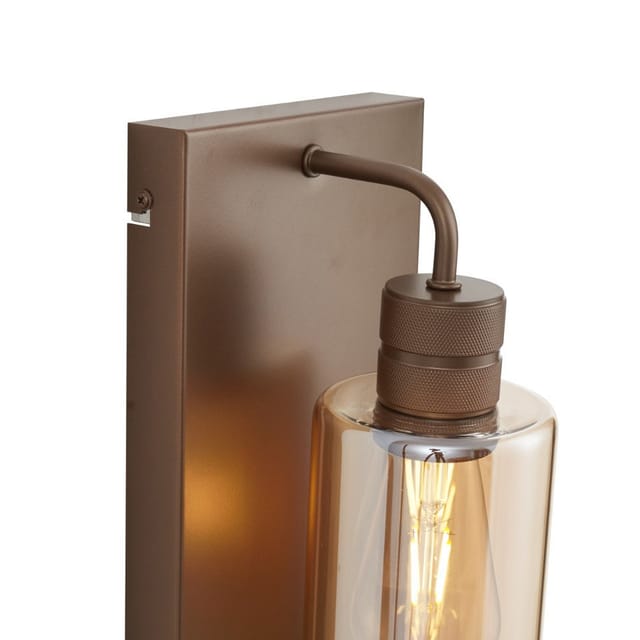 Qazqa Hotel Chic Wandleuchte Dunkelbronze Mit Bernsteinfarbenem