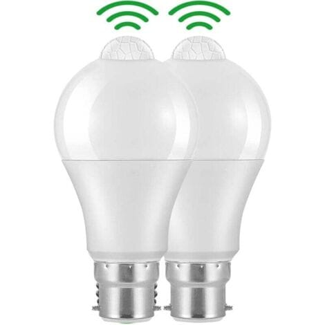 Pair B22 Bajonett-led-bewegungsmelderlampe, 12 W, 1020 Lm, Kaltweiß 6000 K, Cir 85, Ip42 Wasserdicht, Energiesparend, Nicht Dimmbar, Bewegungsmelderlampe (2 Stück)