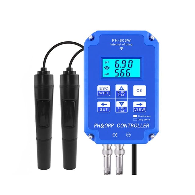 2-in-1 Wasserqualitätstester, Wlan-echtzeitüberwachung, Digitaler Ph- Und Orp-regler, Wandmontierter Digitaler Wasserqualitätsmonitor Mit 2 Sensorköpfen, Für Schwimmbadbecken
