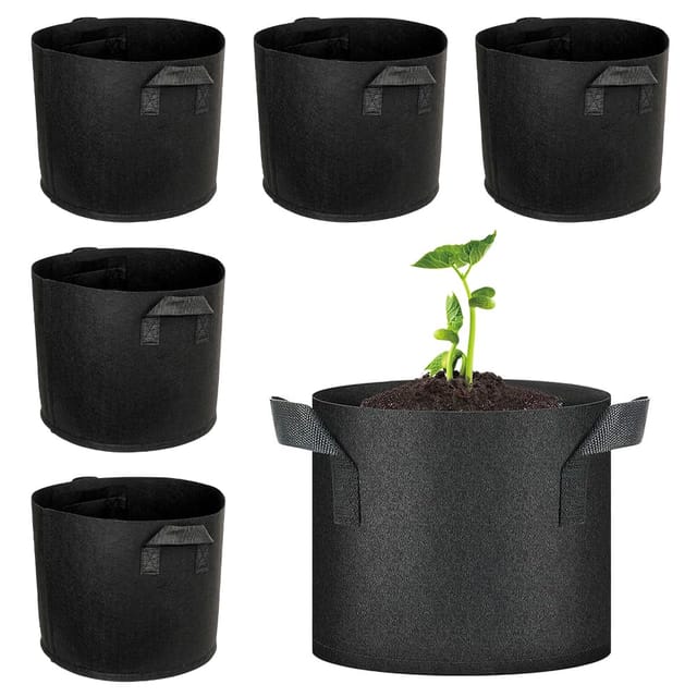 6er-set Pflanzsäcke Aus Vliesstoff – 12 L – Mit Tragegriffen – Für Tomaten, Gemüse Und Blumen – Für Balkon, Garten Und Gewächshaus