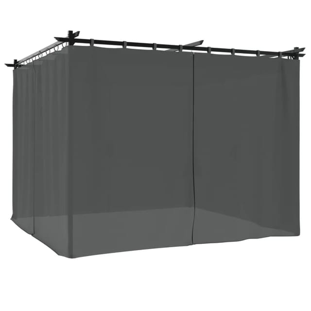 Pavillon Mit Vorhängen Anthrazit 3x3 M Stahl Vidaxl