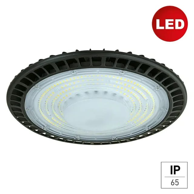E2 elektro LED-Einbauleuchte rund Slim Hallenleuchte (200 W, Ø x H: 33 x 9,8 cm, Schwarz, Tageslichtweiß)