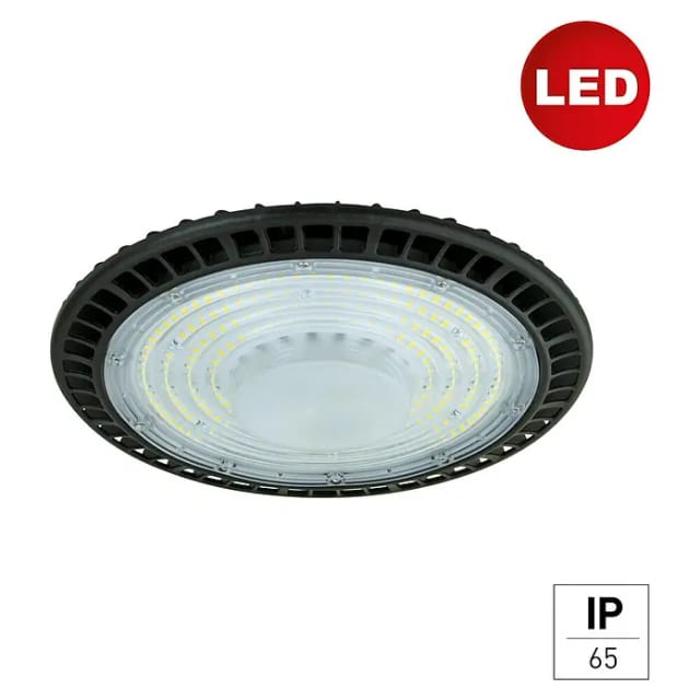 E2 elektro LED-Einbauleuchte rund Slim Hallenleuchte (150 W, Ø x H: 28 x 9,8 cm, Schwarz, Tageslichtweiß)