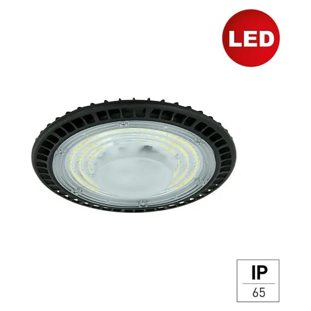 E2 elektro LED-Einbauleuchte rund Slim Hallenleuchte (100 W, Ø x H: 23 cm x 9,8 mm, Schwarz, Tageslichtweiß)