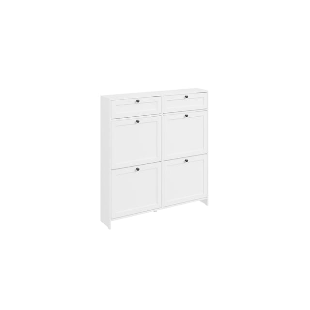 SoBuy Schuhschrank mit 2 Schubladen Weiß 100x19x107cm Modern