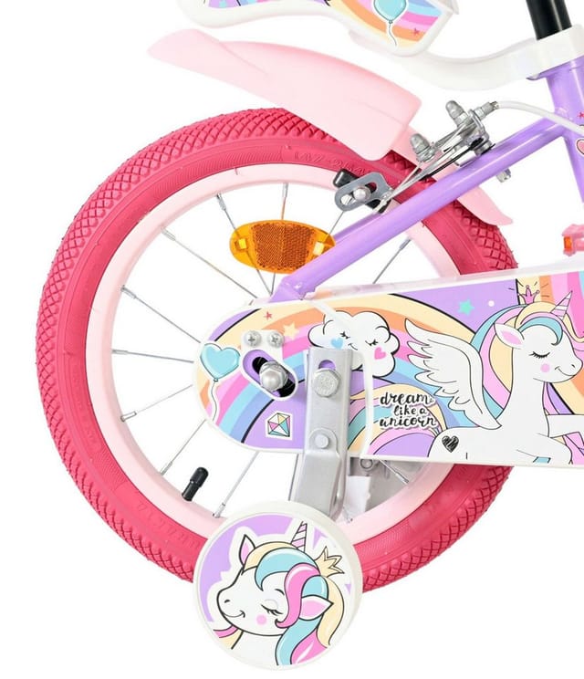 VOLARE Kinderfahrrad Unicorn 14 Zoll ohne Rücktrittbremse, lila
