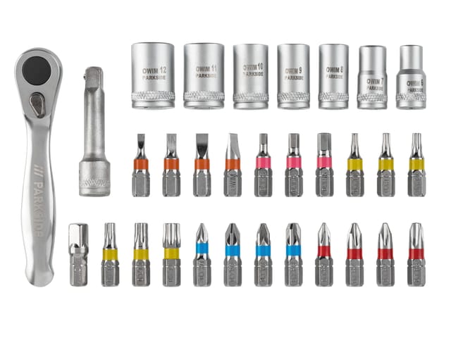 PARKSIDE® Ratschen-Bit- und Steckschlüssel-Set / Bit-Set / Ratschen-Schraubendreher-Bit- und Steckschlüssel-Set (Ratschen Bit Set)