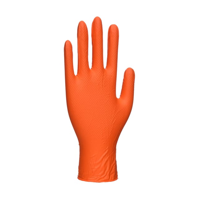 Schachtel Mit 100 Puderbeschichteten Vinyl-einweghandschuhen Orange L – Größe 9