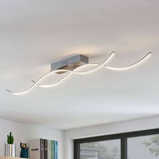 [neuwertig] B-ware Lindby Led Deckenlampe Safia In Wellenform, Zweiflammig Lampe Leuchte 27,5 W Led