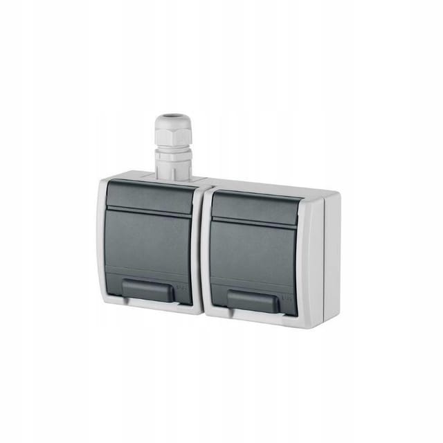 Doppelte Aufputzsteckdose Aquant-g2/v1/epn 230v Ac 16a Ip65 Elektro-kunststoff