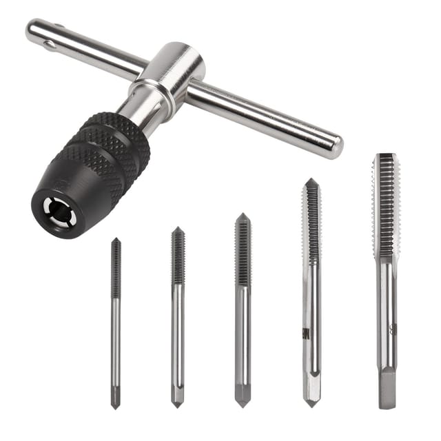 6-teiliges Metrisches Gewindeschneid-set Für Kleine Handschrauben (m3, M4, M5, M6, M8, Hss) Mit Verstellbarem Gewindebohrerschlüssel Und Aufbewahrungsbox Für Möbelmontage Und Maschinenbau.