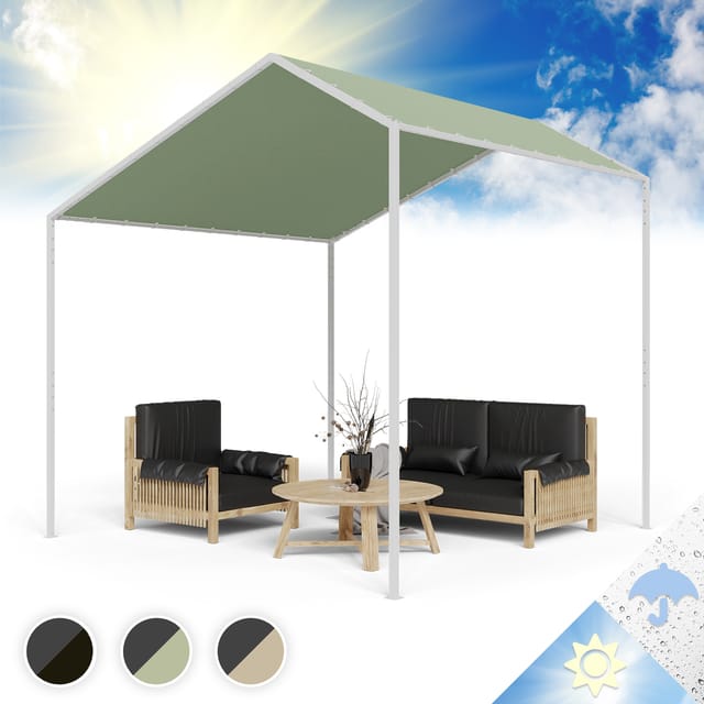 Pergola, Metall Pavillon Mit Polyester Schrägdach, Sonnensegel Mit Gestell, Überdachung Freistehend, Sonnenschutz Für Garten Und Terrasse, Gazebo Wasserdicht Und Stabill, Aluminium - Blumfeldt