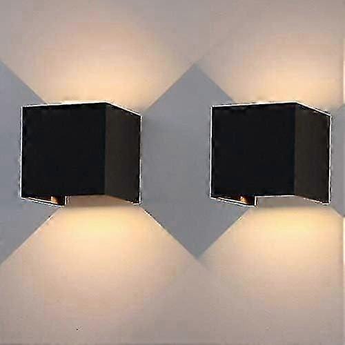 Set Mit 2 Led-wandleuchten, 12 W, Für Innen- Und Außenbereich, Ip65, 1020 Lm, Wandbeleuchtung Mit Einstellbarem Abstrahlwinkel, Warmweiß, Schwarz [energieklasse G]()