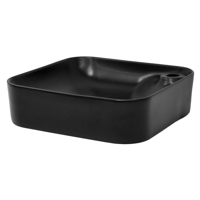 Luxebath - Ml-design Waschbecken Aus Keramik Schwarz Matt 43x43x12cm Mit Ablaufgarnitur, Abgerundeten Ecken, Aufsatzwaschbecken, Moderne Waschtisch Waschschale Waschplatz Handwaschbecken, Für Badezimmer/gäste-wc
