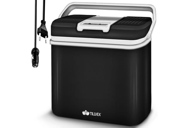 Tillvex Kühlbox Elektrisch 24l Anthrazit Mini-kühlschrank 230 V Und 12 V Für Kfz Auto Camping Kühlt & Wärmt Eco-modus