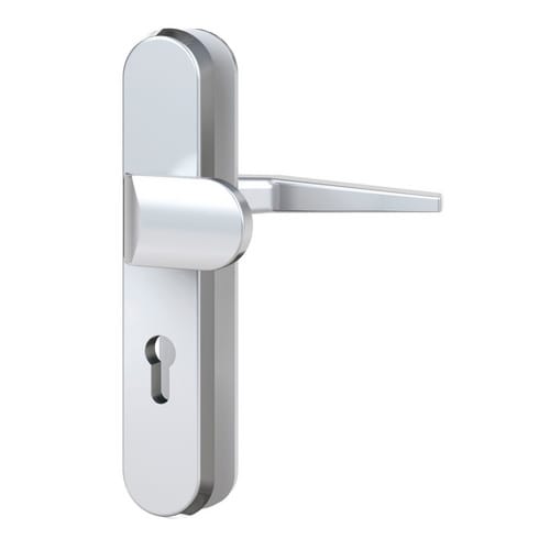 Basi - ES0 - Vollmaterial-Schutzbeschlag - Alu F1 Wechsel-Garnitur Lochung PZ 12mm Schildstärke 72-8mm Rund - 7901-0101