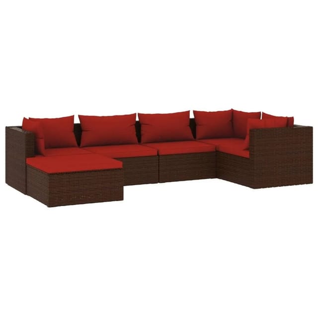 vidaXL 6-tlg Garten-Lounge-Set mit Kissen Poly Rattan Braun Modell 26