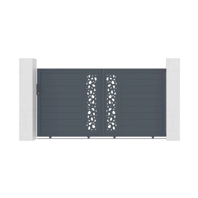Casanoov Schiebetor Sunny 300x160cm & 2 Pfosten H.190cm Aluminium Grau
