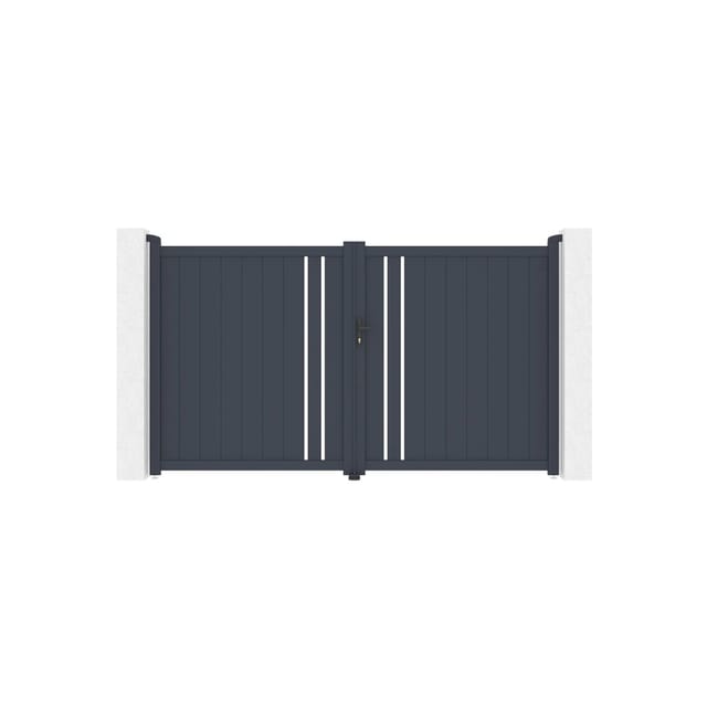 Casanoov Flügeltor Giona 300x180cm Aluminium Grau & Ranger B150 Motorisierung