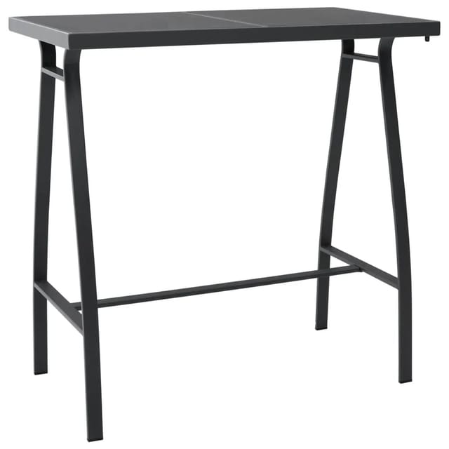 vidaXL Garten-Bartisch Schwarz 110x60x110 cm Hartglas 48121