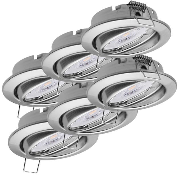 Oktaplex 6er Set Einbauleuchte Dijon inkl. LED Modul Warmweiß 1,9W 345lm Deckenspot Schwenkbar Edelstahl Gebürstet