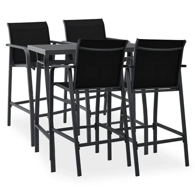 vidaXL 5-Tlg Gartenbar-Set Schwarz 3073576