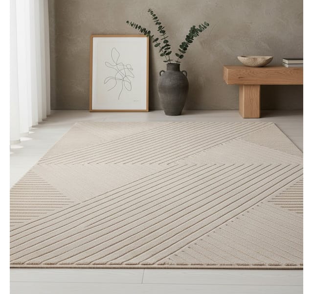 KADIMA DESIGN Teppich ILLER Wohnzimmer Schlafzimmer Waschbar Wohnzimmerteppich Esszimmer, Rechteckig, Höhe: 14 mm, Beige, 140x200 cm, Strapazierfähig Modern Waschbar