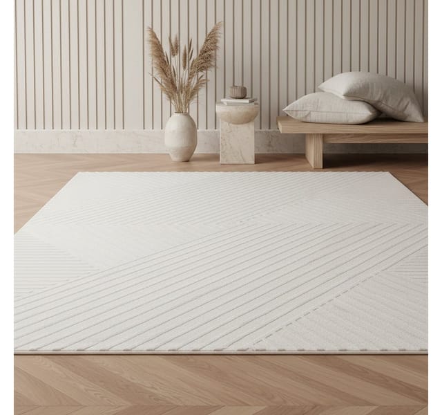 KADIMA DESIGN Teppich ILLER Wohnzimmer Schlafzimmer Waschbar Wohnzimmerteppich Esszimmer, Rechteckig, Höhe: 14 mm, Creme, 120x170 cm, Strapazierfähig Modern Waschbar