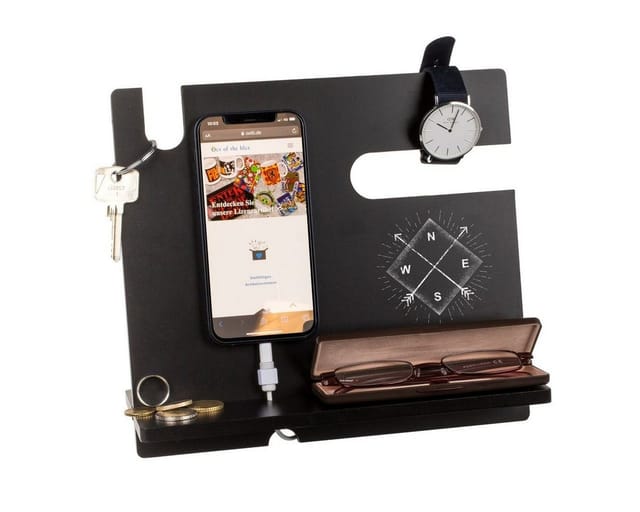 Out of the Blue Organizer Multifunktions Tisch-Organizer aus Holz in Schwarz ca. 26 x 22 cm (2 St), universell einsetzbar