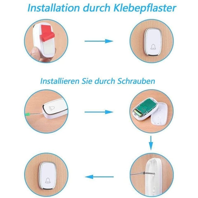 feinlux Türklingel-Set Türklingel-Set, 1 Empfänger, 1 Klingeltöne, (Set, Türklingel kabellos), LED-Anzeige, kabellose Türklingel ist für ältere Menschen