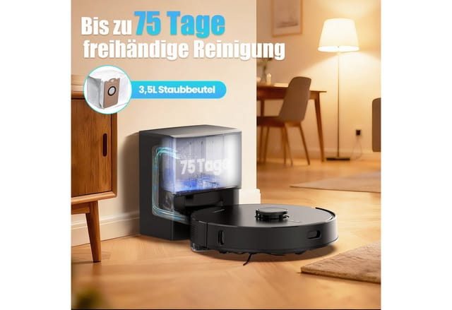 AIRROBO Nass-Trocken-Saugroboter Q20 Kombinierter Staubsauger- und Wischroboter,8000 Pa Saugkraft, 45 W, Präzisionsnavigation, für verschiedene Bodenbeläge geeignet, tierfreundlich, AI-gestützte Laser-Hindernisvermeidung,APP-Bedienbar,2 Jahr Garantie