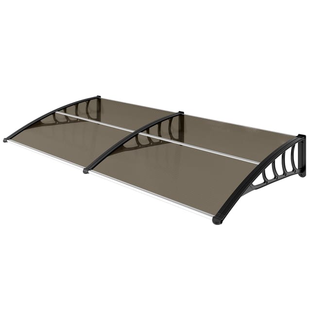 Fenster- Und Türvordach Aus Polycarbonat Und Aluminium, 200 X 96 X 27 Cm, Braun
