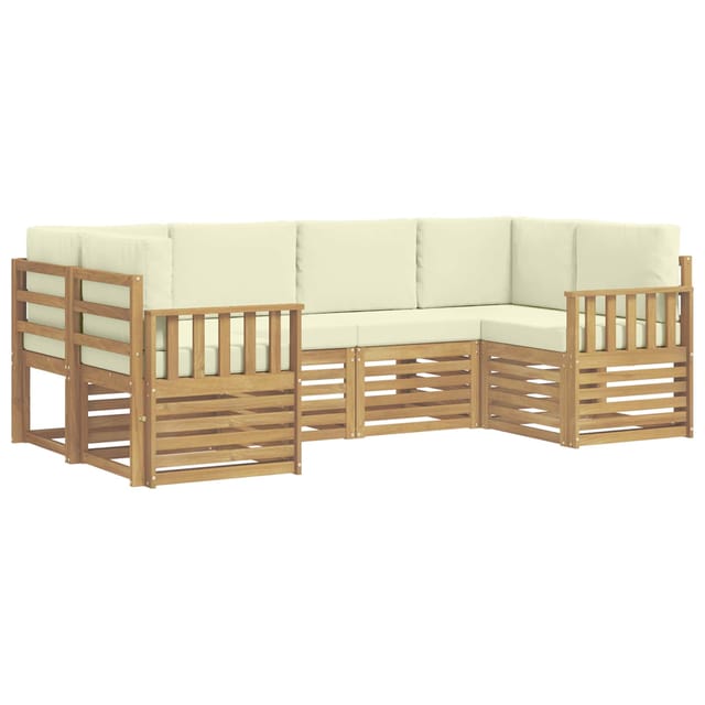 Outdoor-sofagarnitur 5 Pcs Weiß Und Creme 245 X 128,5 X 73 Cm Vidaxl