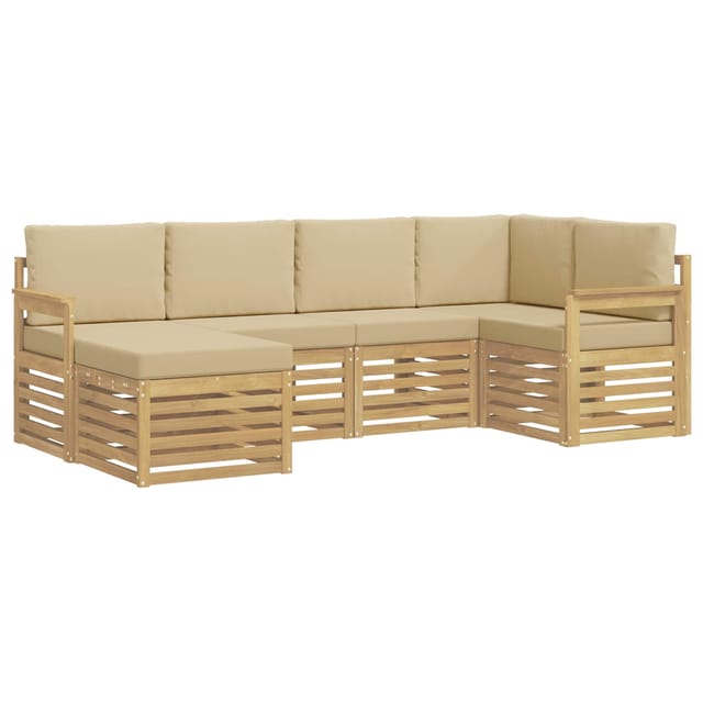 Outdoor-sofagarnitur 6 Pcs Weiß Und Beige 247 X 128,5 X 73 Cm Vidaxl