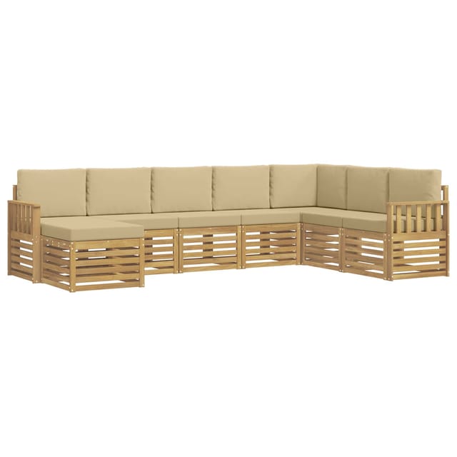 Outdoor-sofagarnitur 6 Pcs Weiß Und Beige 306 X 128,5 X 73 Cm Vidaxl