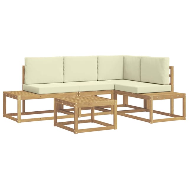 Outdoor-sofagarnitur 4 Stück Weiß Und Creme Polyester Vidaxl