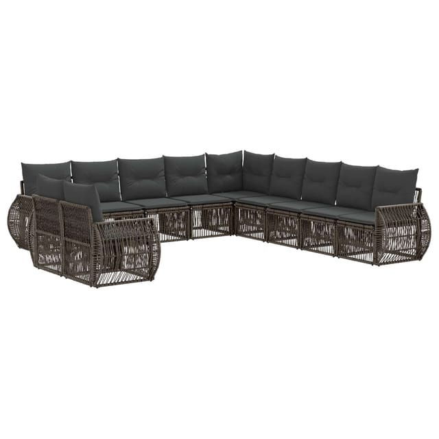 Gartensofa-set 11 Pcs Grau Und Dunkelgrau Poly-rattan Vidaxl