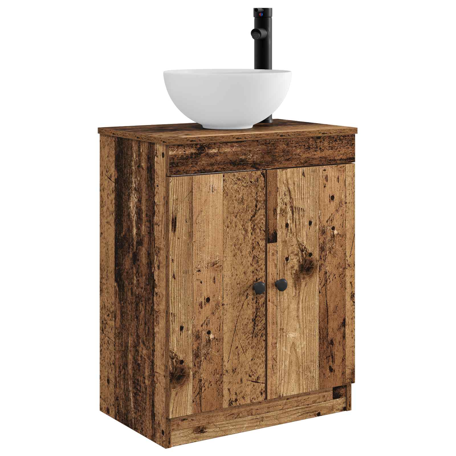 Badezimmerschrank Mit Waschbecken Altholz 54 X 35 X 83 Cm Vidaxl
