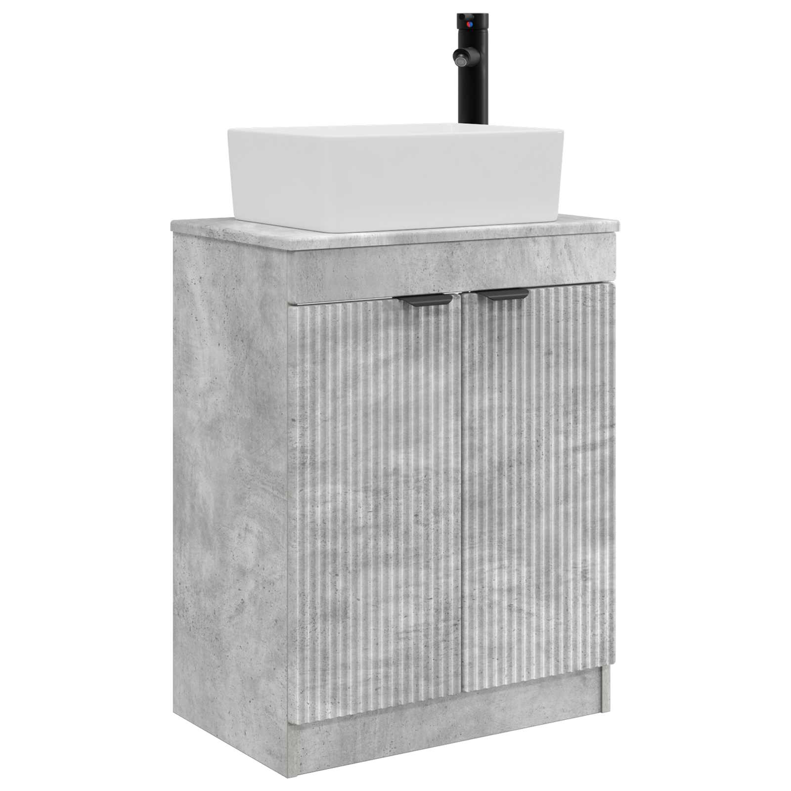 Badezimmerschrank Mit Waschbecken Betongrau 54 X 35 X 83 Cm Vidaxl