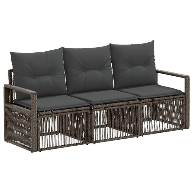 Gartensofa-set 3 Pcs Grau Poly-rattan Vidaxl