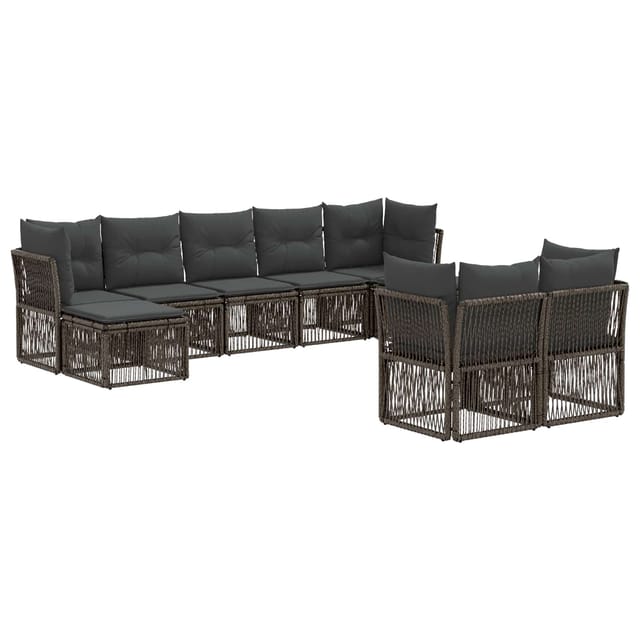 Gartensofa-set 9 Pcs Grau Poly-rattan Vidaxl