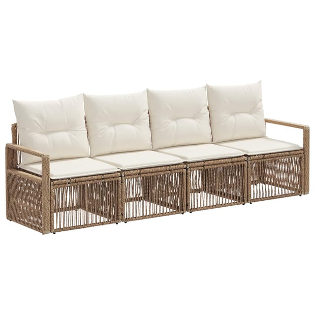 Gartensofa-set 4 Pcs Beige Poly-rattan Vidaxl
