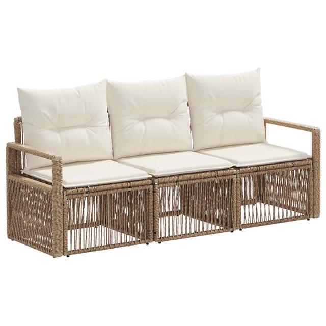 Gartensofa-set 3 Pcs Beige Poly-rattan Vidaxl