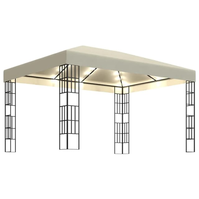 Pavillon Mit Led-lichterkette 3x4 M Cremeweiß Vidaxl