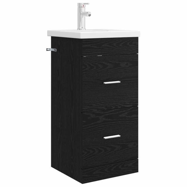 Badezimmerschrank Mit Waschbecken Schwarze Eiche Vidaxl