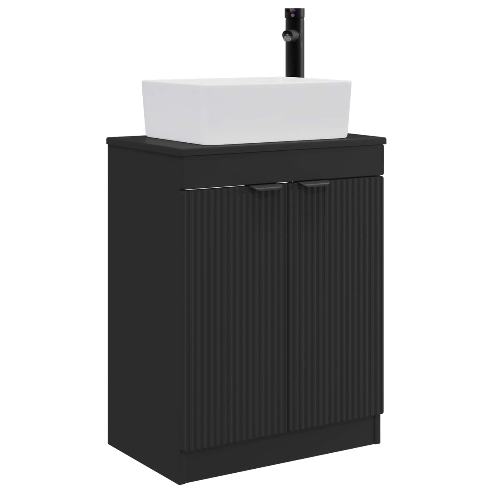 Badezimmerschrank Mit Waschbecken Schwarz 54 X 35 X 83 Cm Vidaxl