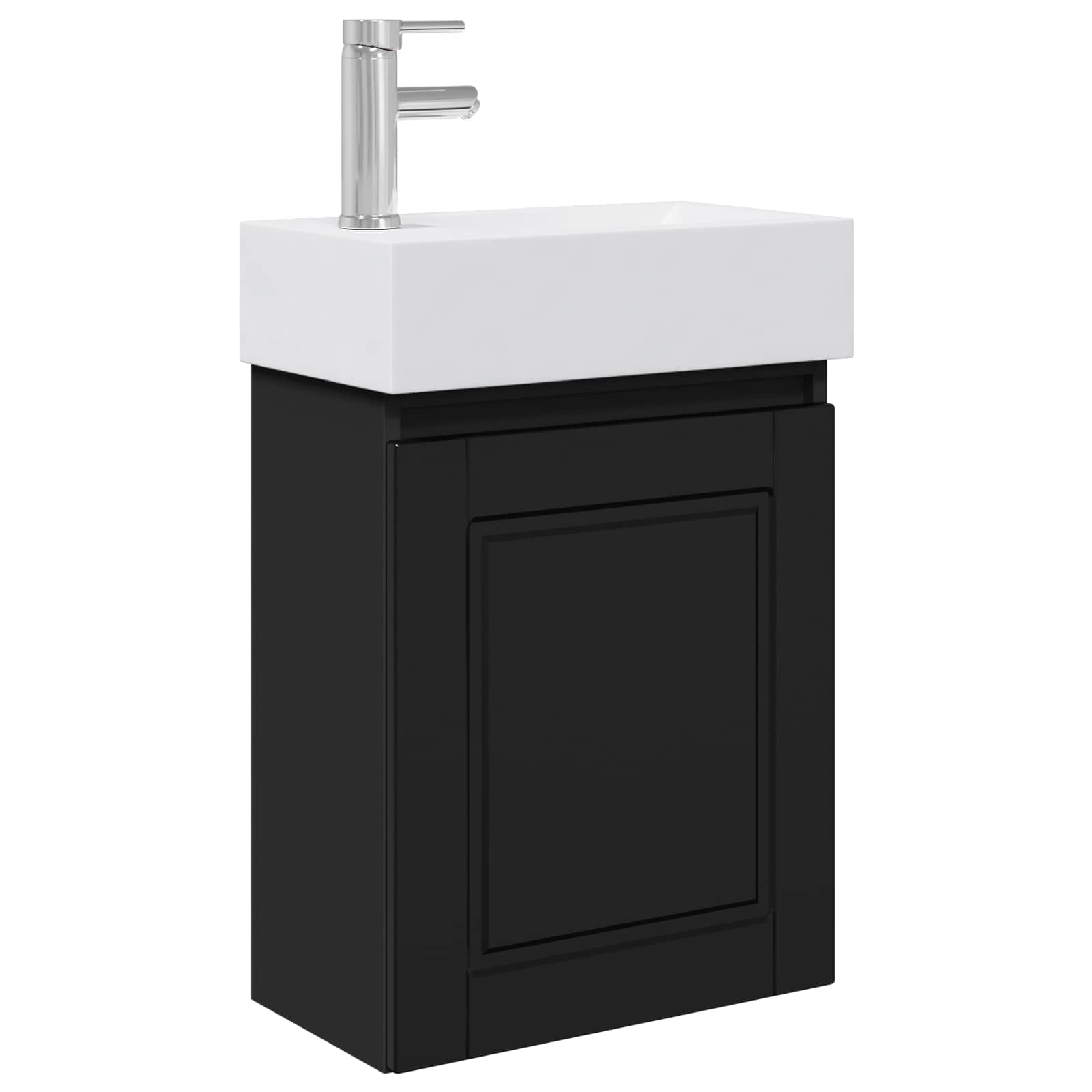 Badezimmer Waschtischunterschrank Mit Wasserhahn Schwarz Vidaxl